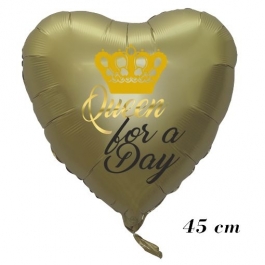 Queen for a Day, Herz, Satin Gold, inklusive Helium, 45 cm