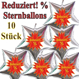 Reduziert! %, 10 Stück silberne Sternballons zur Befüllung mit Luft, zu Werbeaktionen, Rabattaktionen, Schaufensterdekoration