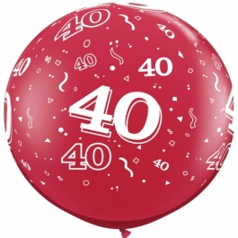 Riesen-Luftballon Zahl 40, pink, 90 cm, Riesenballon mit Geburtstagszahl, Zahl 40 auf dem riesigen Ballon