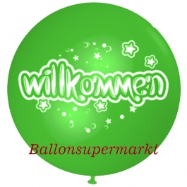 Riesen-Luftballon Willkommen, apfelgruen, 75 cm, Willkommen auf dem riesigen Ballon