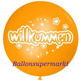 Riesen-Luftballon Willkommen, orange, 75 cm, Willkommen auf dem riesigen Ballon