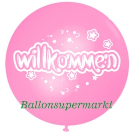 Riesen-Luftballon Willkommen, rosa, 75 cm, Willkommen auf dem riesigen Ballon