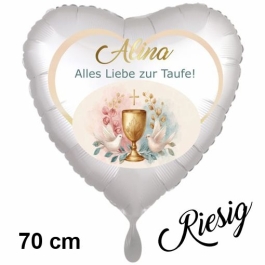 Riesiger Herzluftballon zur Taufe mit Namen personalisiert