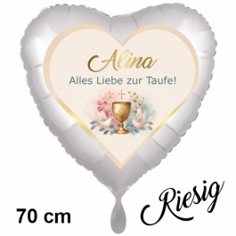 Riesiger Herzluftballon zur Taufe mit Namen personalisiert