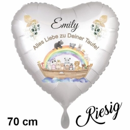 Riesiger Herzluftballon zur Taufe mit Namen personalisiert