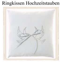 Ringkissen, weiß mit Hochzeitstauben