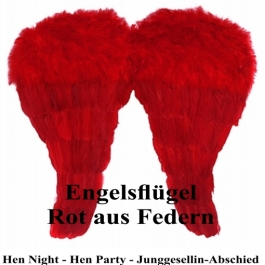 Rote Engelsflügel aus Federn zu Hen Night, Hen Party und Junggesellinnenabschied