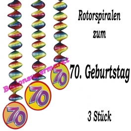 Deko-Hänger, Rotorspiralen, Zahl 70, Dekoration 70. Geburtstag