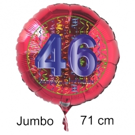 Großer Zahl 46 Luftballon aus Folie zum 46. Geburtstag, 71 cm, Rot/Blau, heliumgefüllt