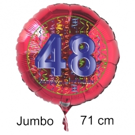 Großer Zahl 48 Luftballon aus Folie zum 48. Geburtstag, 71 cm, Rot/Blau, heliumgefüllt