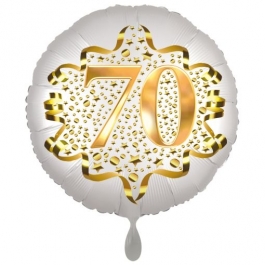 Satin Weiß/Gold Zahl 70 Luftballon aus Folie zum 20. Geburtstag, 45 cm, Satin Luxe, heliumgefüllt