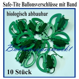 Safe Tite Ballonverschlüsse mit Ballonbändern, 10 Stück, biologisch abbaubar
