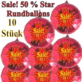 Sale! 50 % Star, 10 Stück rote Rundballons zur Befüllung mit Luft, zu Werbeaktionen, Rabattaktionen, Schaufensterdekoration