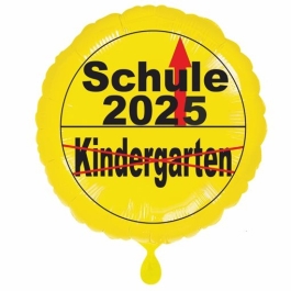 Luftballon aus Folie, 45 cm, inklusive Helium, Satin de Luxe, weiß zur Einschulung: Schule 2025 - Kindergarten aus.
