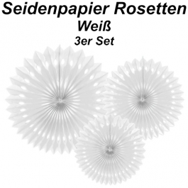 Stilvolle Seidenpapier Rosetten, weiß, 3 Stück-Set