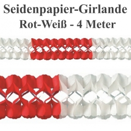 Seidenpapier-Girlande Rot-Weiß, 4 Meter