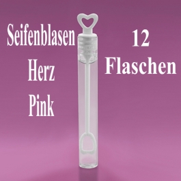 Seifenblasen Hochzeit, Wedding Bubbles Herz pink, 12 Stück