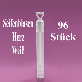 Seifenblasen Hochzeit, Wedding Bubbles Herz weiß, 96 Stück