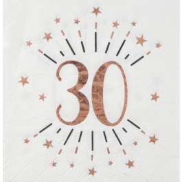 Servietten Rosegold Sparkling 30 zum 30. Geburtstag, 10 Stück