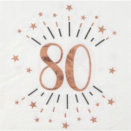 10 Servietten zum 80. Geburtstag in Blush und Roségold Metallic