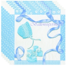 Servietten Geburt, Taufe, Babyparty Junge, Baby Shower, blau