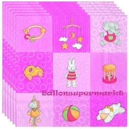 Servietten Geburt, Taufe, Babyparty Mädchen, Babies Toys, rosa