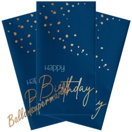Happy Birthday Servietten Elegant True Blue zum Geburtstag, 10 Stück