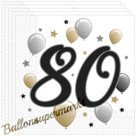 Servietten Milestone 80 zum 80. Geburtstag, 20 Stück