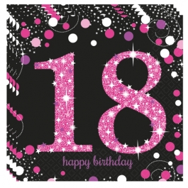 Servietten Pink Celebration, zum 18. Geburtstag