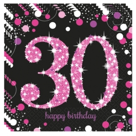 Servietten Pink Celebration 30, zum 30. Geburtstag