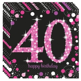 Servietten Pink Celebration 40, zum 40. Geburtstag