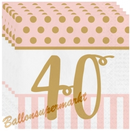 Servietten Pink Chic 40, zum 40. Geburtstag