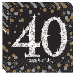 Servietten Sparkling Celebration 40, zum 40. Geburtstag