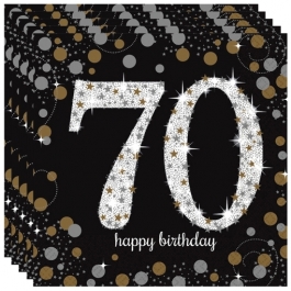 Servietten Sparkling Celebration 70, zum 70. Geburtstag