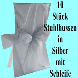 Stuhlhussen, Silber, mit Schleife, 10 Stück