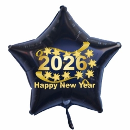 Silvester Luftballon, Sternballon aus Folie, 2026 - Happy New Year