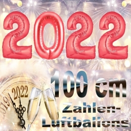 Zahlendekoration Silvester 2022 ,1 m grosse Zahlen, befüllbare Ballons aus Folie