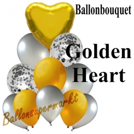 Ballon-Bouquet Golden Heart mit 11 Luftballons