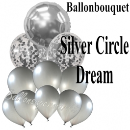 Ballon-Bouquet Silver Circle Dream mit 11 Luftballons