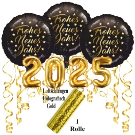 Silvester Dekorations-Set mit Ballons Frohes Neues Jahr 2025, 8 Teile