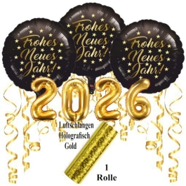 Silvester Dekorations-Set mit Ballons Frohes Neues Jahr 2026, 8 Teile Silvester Dekorations-Set mit Ballons Frohes Neues Jahr 2026, 8 Teile