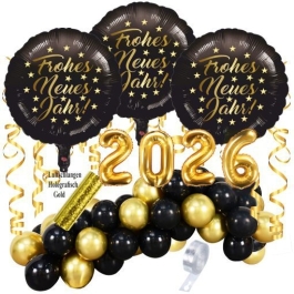 Silvester Dekorations-Set mit Ballons Frohes Neues Jahr 2026, 41 Teile Silvester Dekorations-Set mit Ballons Frohes Neues Jahr 2026, 41 Teile