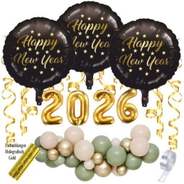 Silvester Dekorations-Set mit Ballons Happy New Year 2026, 34 Teile
