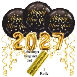 Silvester Dekorations-Set mit Ballons Happy New Year 2027, 8 Teile