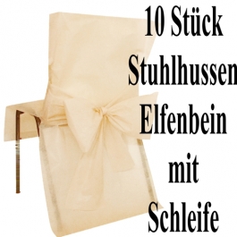 Stuhlhussen, Elfenbein, mit Schleife, 10 Stück