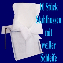 Stuhlhussen, Weiß, mit weißer Schleife, 10 Stück