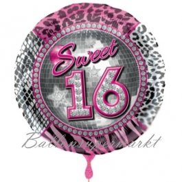 Sweet 16 Luftballon mit Helium Ballongas zum 16. Geburtstag