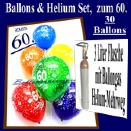 Zum 60. Geburtstag, 30 Luftballons mit Helium / inkl. Rückporto