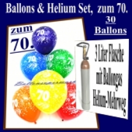 Zum 70. Geburtstag, 30 Luftballons mit Helium / inkl. Rückporto