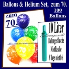 Zum 70. Geburtstag, 100 Luftballons mit Helium / inkl. Versand und Abholung